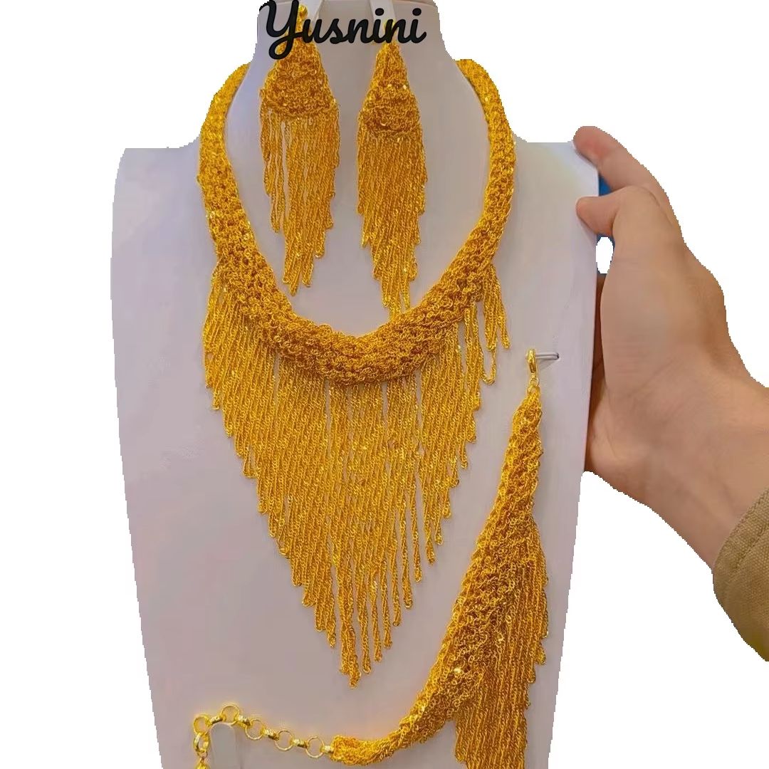 Women Accessories Dubai - Perhiasan Pernikahan Pengantin Berlapis Emas 24K