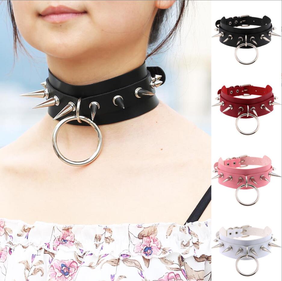 Women'S Emo Accessories - Kalung panjang kerah Punk paku keling