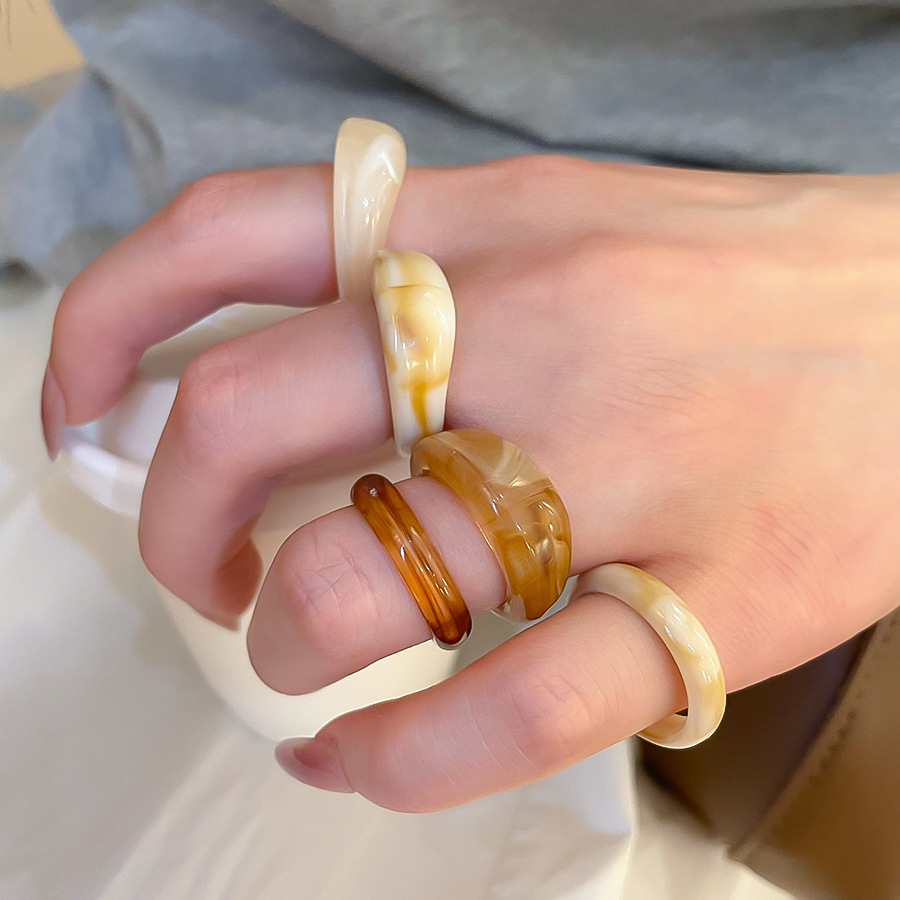 5 Buah SET Cincin Resin Akrili - Women'S Emo Accessories ulasan dan harga