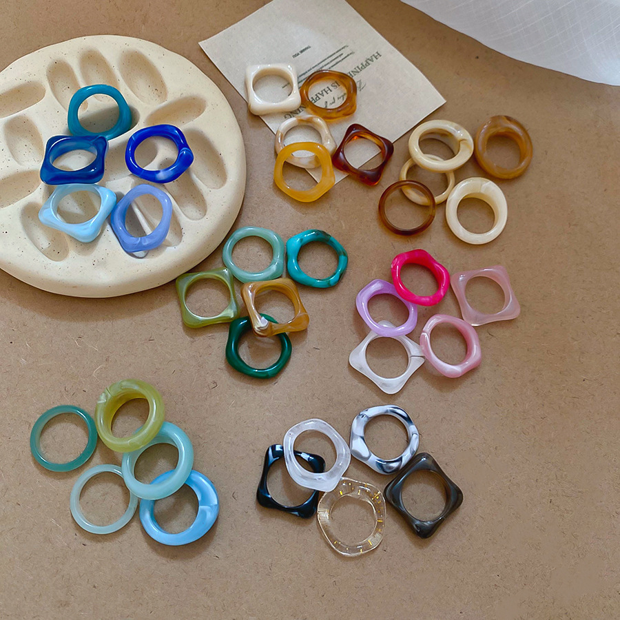5 Buah SET Cincin Resin Akrili - Women'S Emo Accessories ulasan dan harga