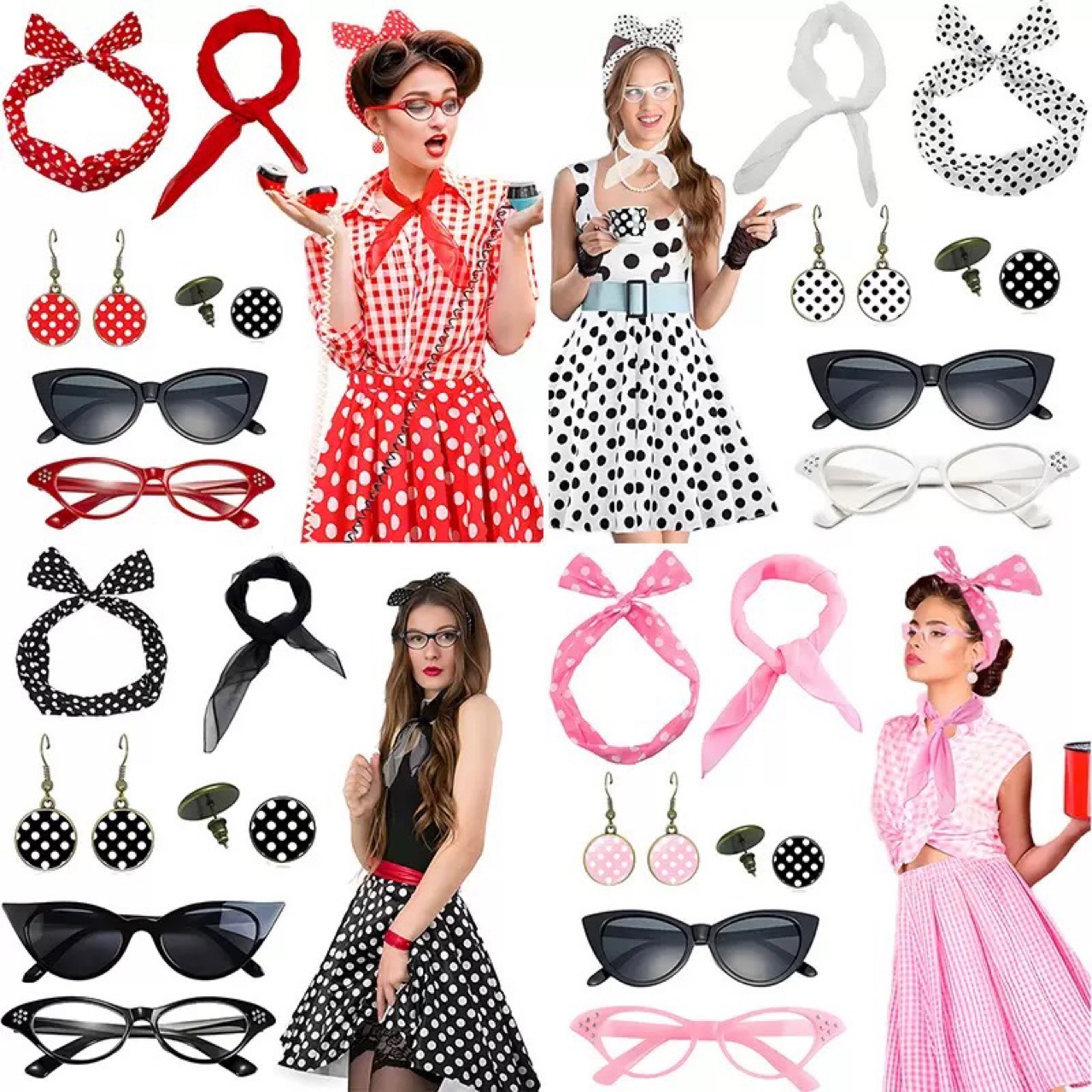 Kostum Pesta Retro Hippie Wani - Women'S Accessories In The 1950S ulasan dan harga